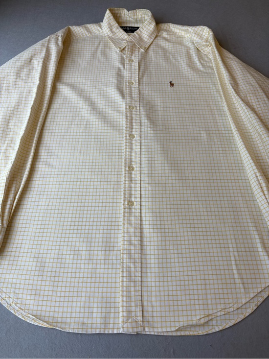 Ralph Lauren Other - Ralph Lauren Men’s Yellow Windowpane Button-Down Shirt Blake 100% Cotton sz L